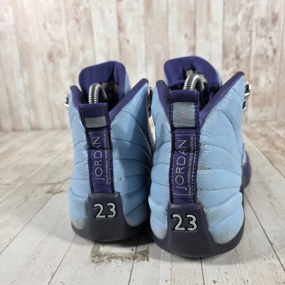 Jordan 12 Retro BG Blue Cap Dark Purple Silver 510815-418 Kids Size 6Y Sneaker - Picture 3 of 8